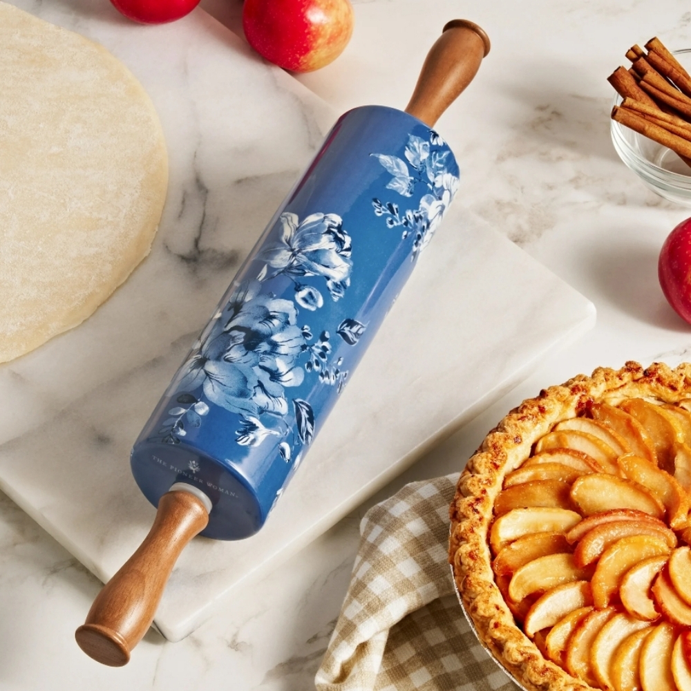 💜 New 2025 The Pioneer Woman Delilah Blue and White Floral Rolling Pin